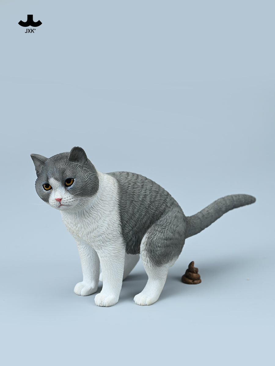 JXK198 Blue Cat Figurine Resin Cat Statue for Desktop Gifts for Cat Lovers