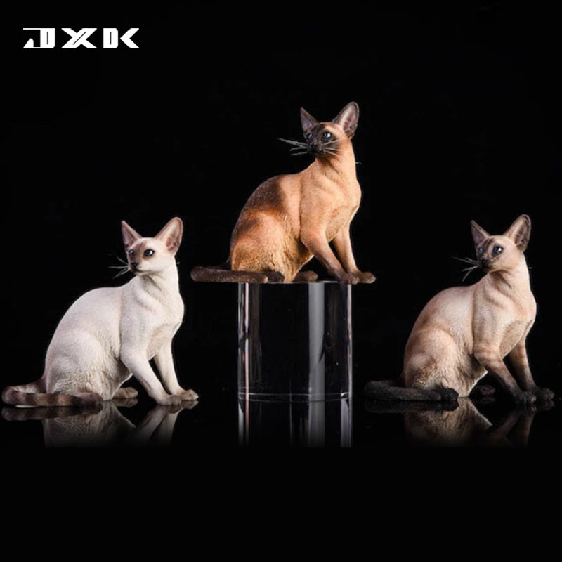 JXK017 Siamese Cat Figurine Resin Cat Statue Decor for Desktop Gifts for Cat Lovers