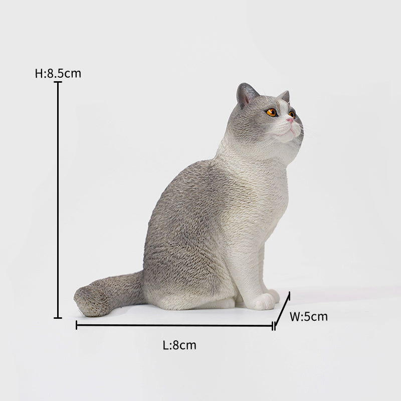 JXK030 British Shorthair Cat Figurine Resin Cat Statue Decor for Cat Lover Gifts for Cat Lovers