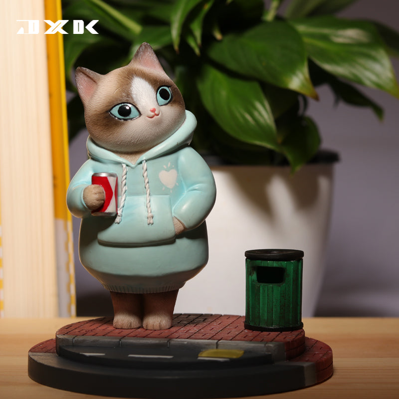 JXK035 Cat Figurine Resin Cat Statue Home Decor for Cat Love Gifts for Her