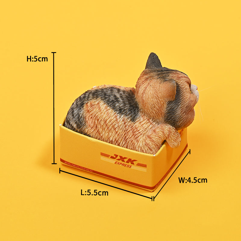 JS2308 Cat Figurine Cat in Box Decor for Desktop Gifts for Cat Lovers