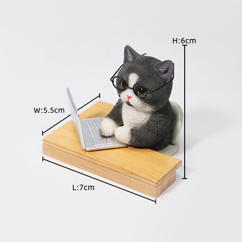 JXK184 Cat Figurine Resin Cat Statue for Desktop Gifts for Cat Lovers