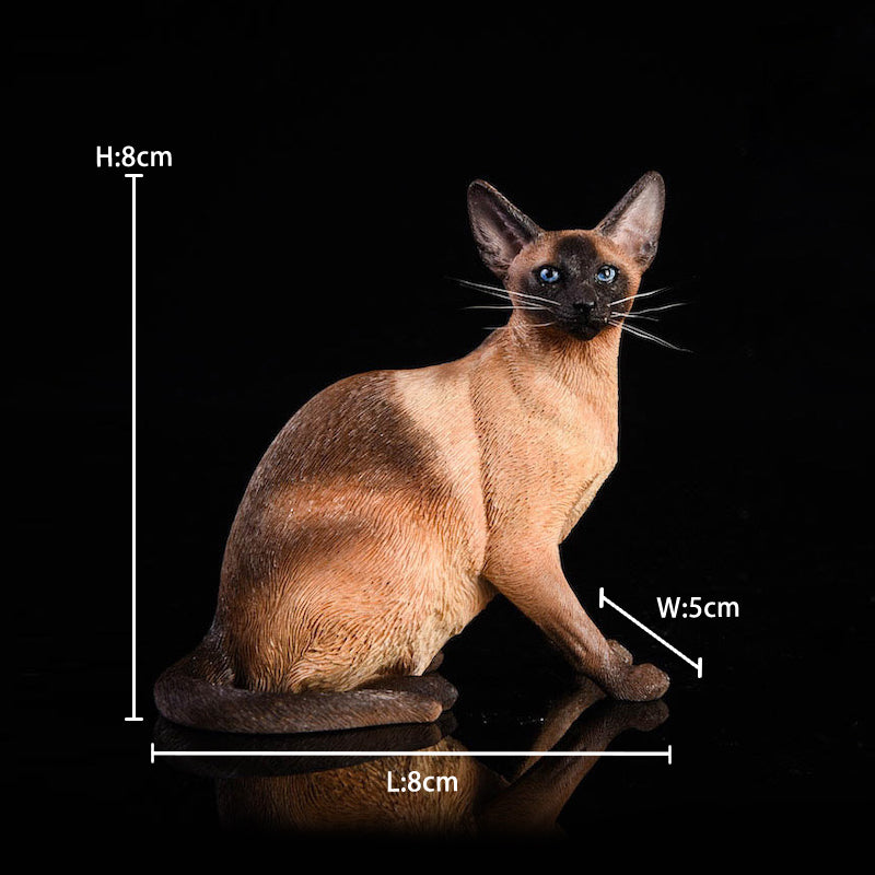 JXK017 Siamese Cat Figurine Resin Cat Statue Decor for Desktop Gifts for Cat Lovers