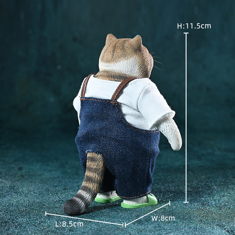 JXK190 Fat Cat Figurine Resin Cat Statue for Desktop Gifts for Cat Lovers