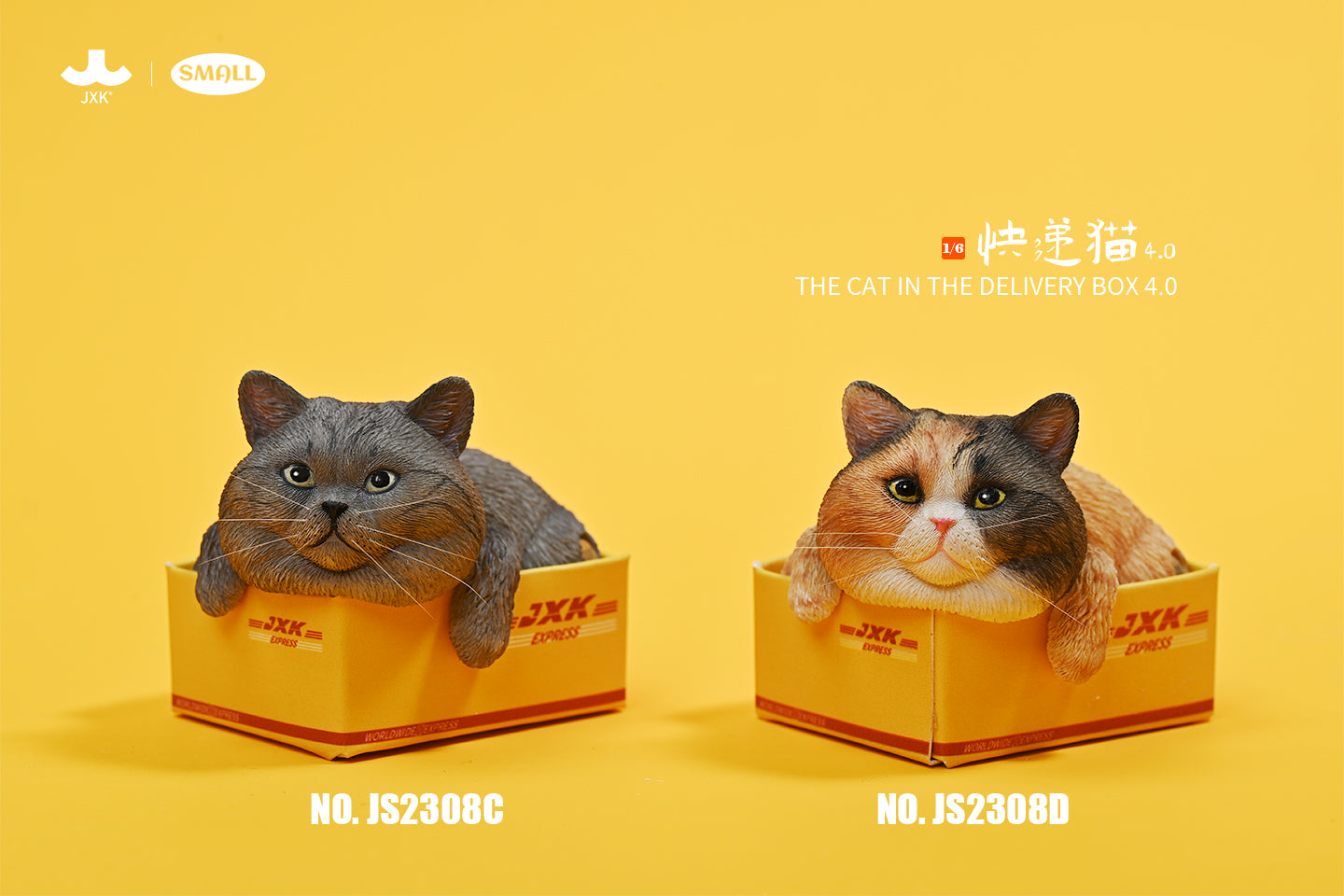 JS2308 Cat Figurine Cat in Box Decor for Desktop Gifts for Cat Lovers