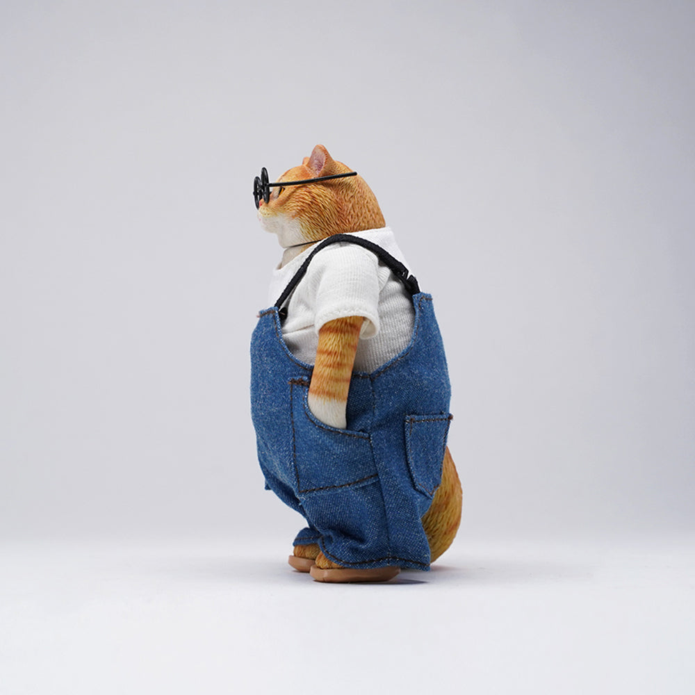 JXK103 Fat cat Figurine in clothes cat statue, gift for cat loves