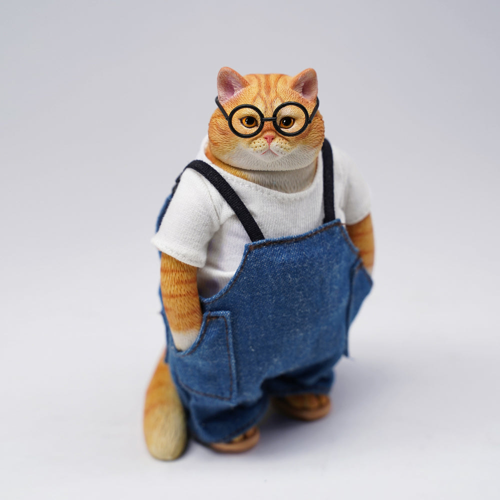 JXK103 Fat cat Figurine in clothes cat statue, gift for cat loves