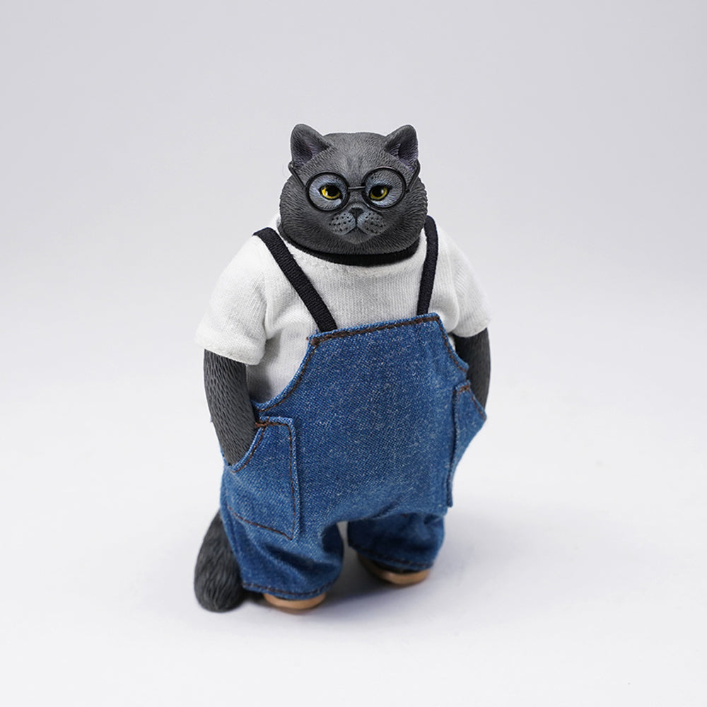 JXK103 Fat cat Figurine in clothes cat statue, gift for cat loves