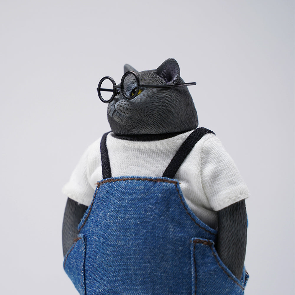 JXK103 Fat cat Figurine in clothes cat statue, gift for cat loves