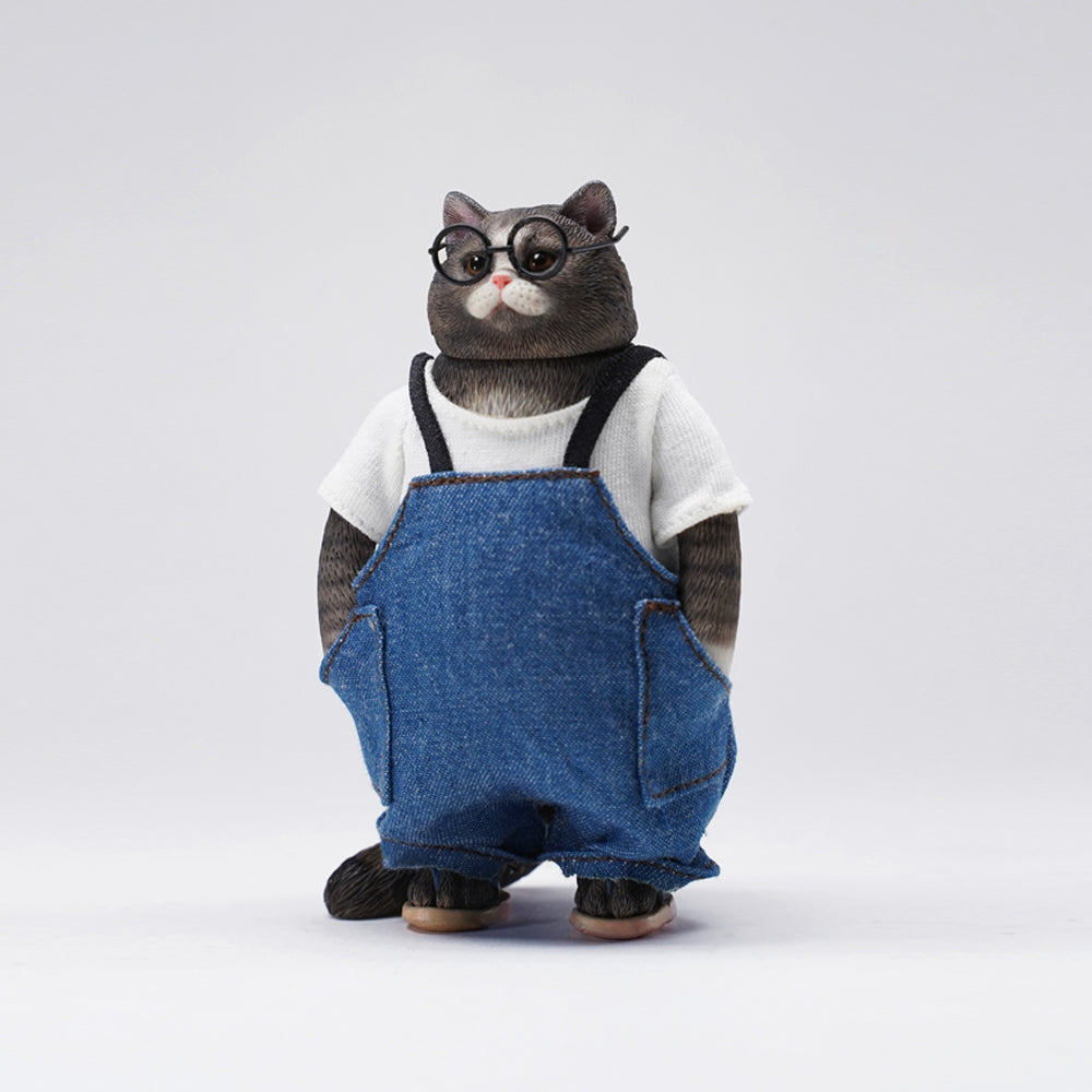 JXK103 Fat cat Figurine in clothes cat statue, gift for cat loves