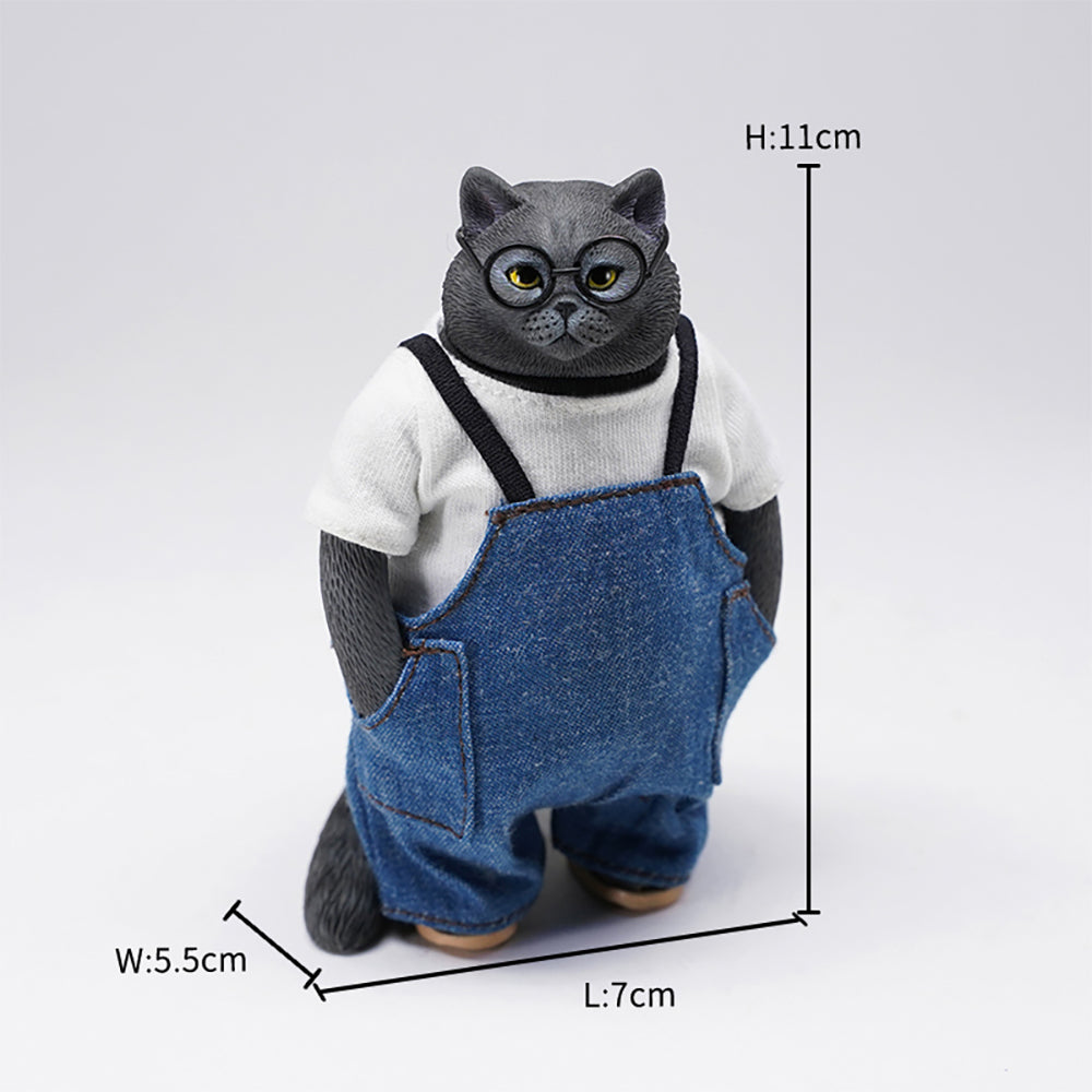 JXK103 Fat cat Figurine in clothes cat statue, gift for cat loves