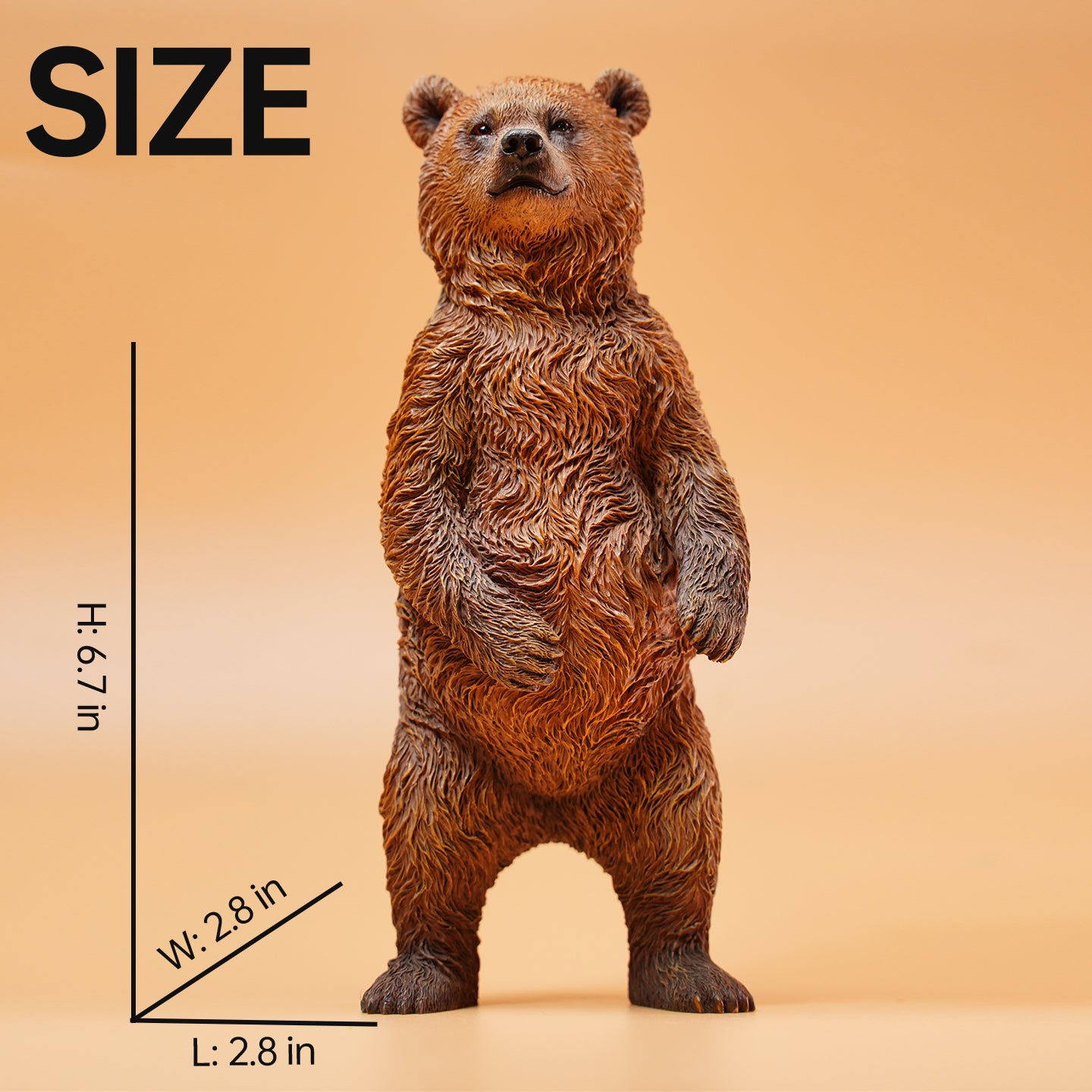 JXK134 Standing Little Brown Bear, Bear Statue Gift for Animal Lovers