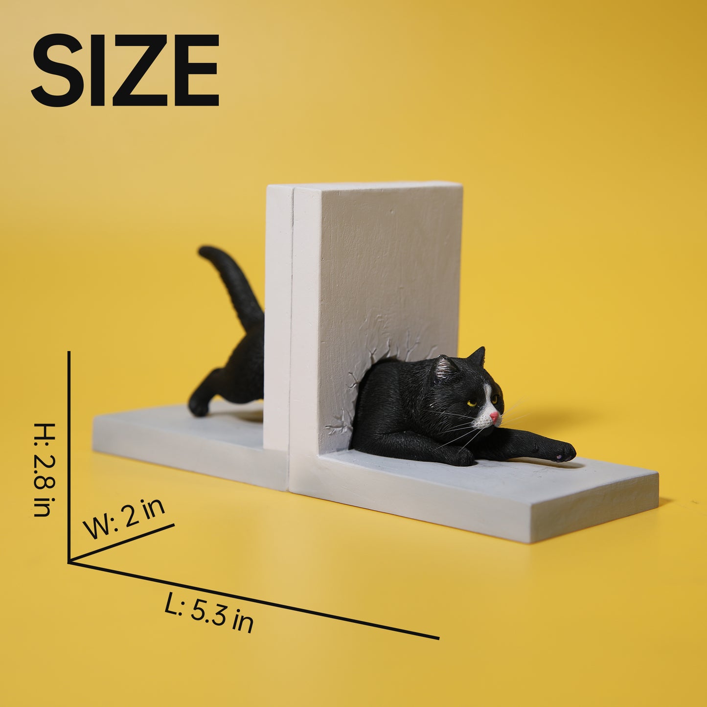 JXK137 Cat Figurine Resin Cat Statue for Bookshelf Decor Gifts for Cat Lovers