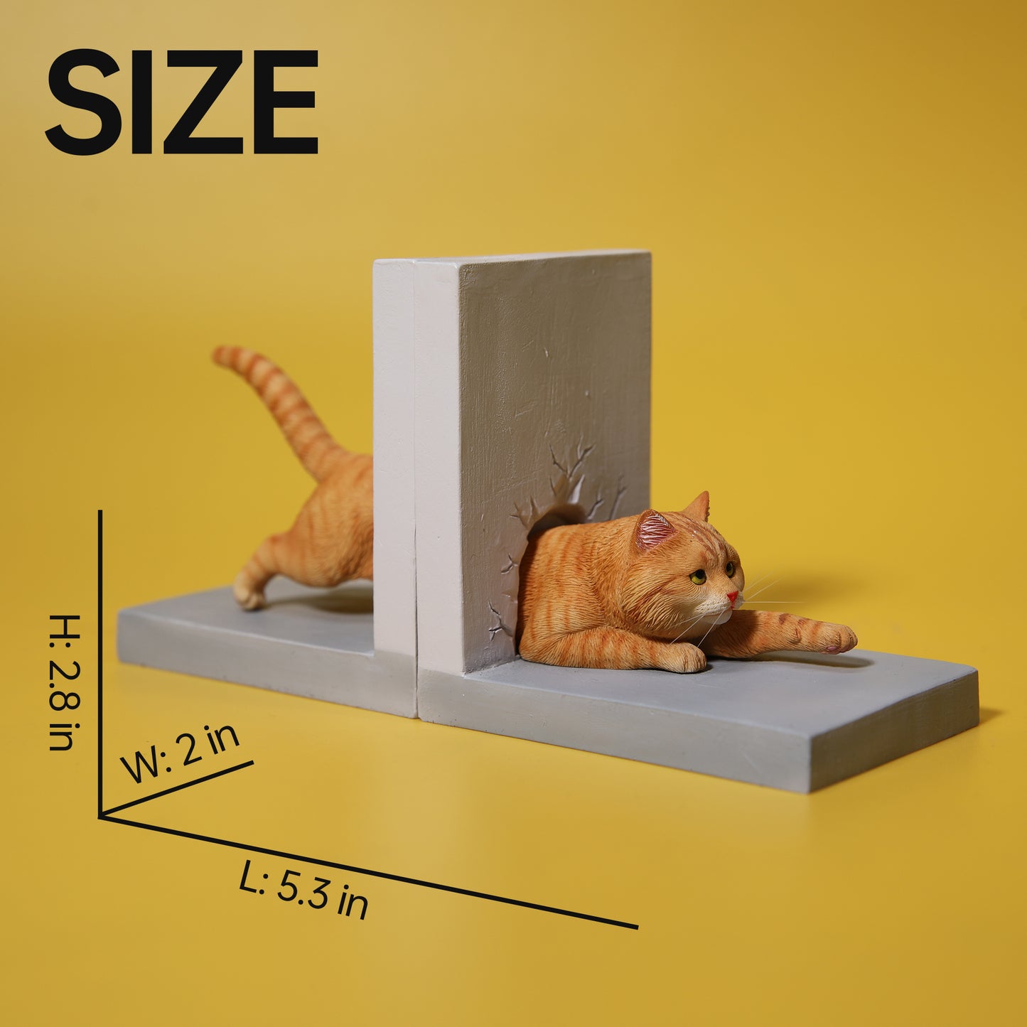 JXK137 Cat Figurine Resin Cat Statue for Bookshelf Decor Gifts for Cat Lovers