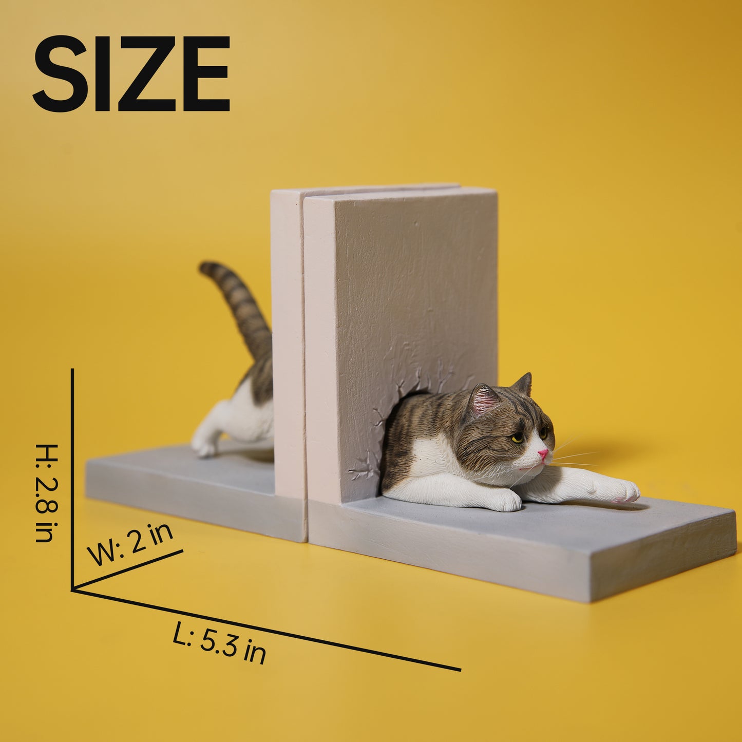 JXK137 Cat Figurine Resin Cat Statue for Bookshelf Decor Gifts for Cat Lovers