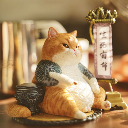 JXK158 Fat cat with tattoo, the gift for cat loves