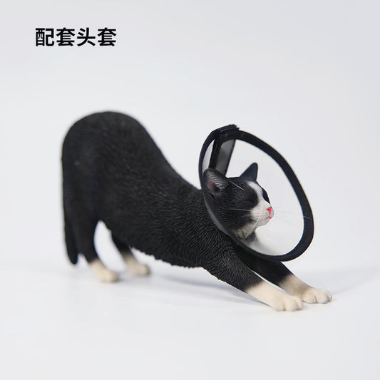 JXK180 Chinese Cat Figurine Resin Cat Statue for Desktop Gifts for Cat Lovers