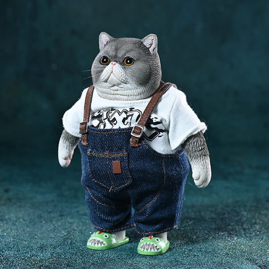JXK190 Fat Cat Figurine Resin Cat Statue for Desktop Gifts for Cat Lovers