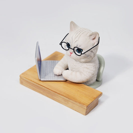 JXK184 Cat Figurine Resin Cat Statue for Desktop Gifts for Cat Lovers