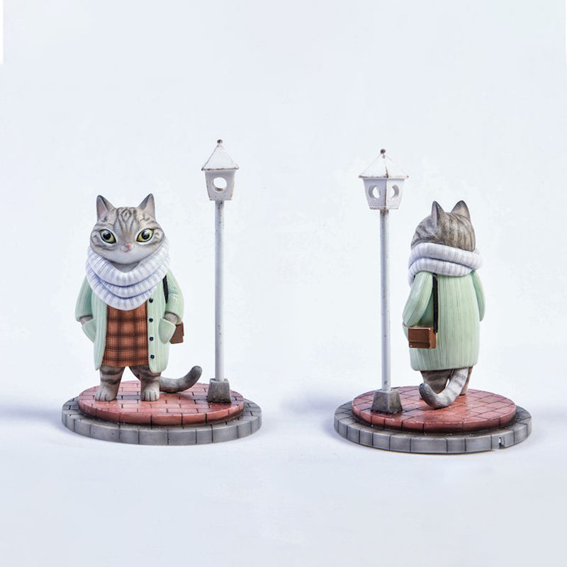 JXK035 Cat Figurine Resin Cat Statue Home Decor for Cat Love Gifts for Her