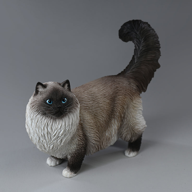 JXK197 Ragdoll Cat Figurine Resin Cat Statue for Desktop Gifts for Cat Lovers