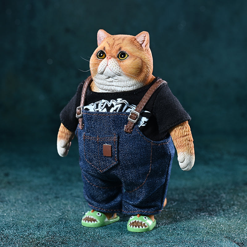 JXK190 Fat Cat Figurine Resin Cat Statue for Desktop Gifts for Cat Lovers