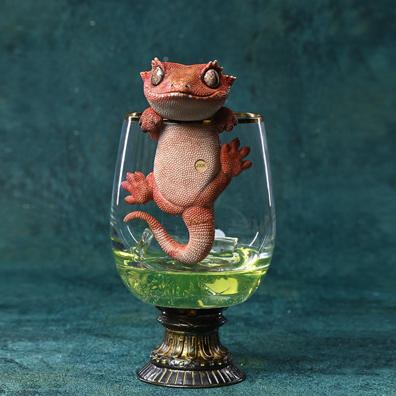 JXK199 Lizards Statue Crested Gecko Figurine for Home Decor Gifts for Animal Lovers