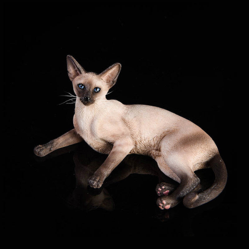 JXK016 Siamese Cat Figurine Resin Cat Statue Decor for Desktop Gifts for Cat Lovers