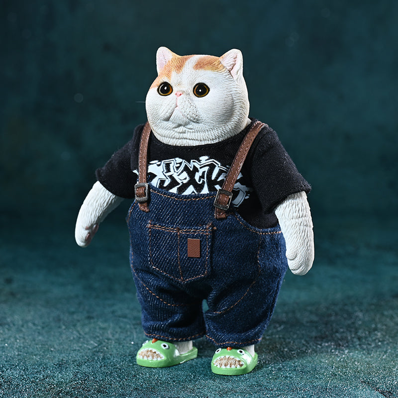 JXK190 Fat Cat Figurine Resin Cat Statue for Desktop Gifts for Cat Lovers