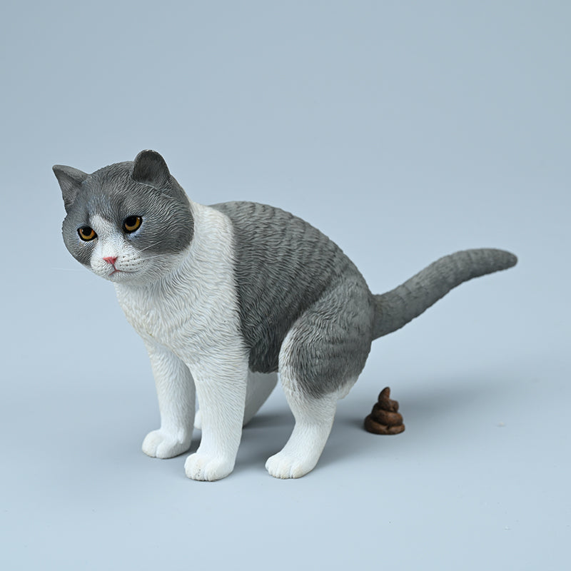 JXK198 Blue Cat Figurine Resin Cat Statue for Desktop Gifts for Cat Lovers