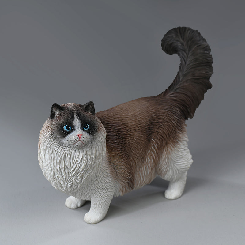 JXK197 Ragdoll Cat Figurine Resin Cat Statue for Desktop Gifts for Cat Lovers