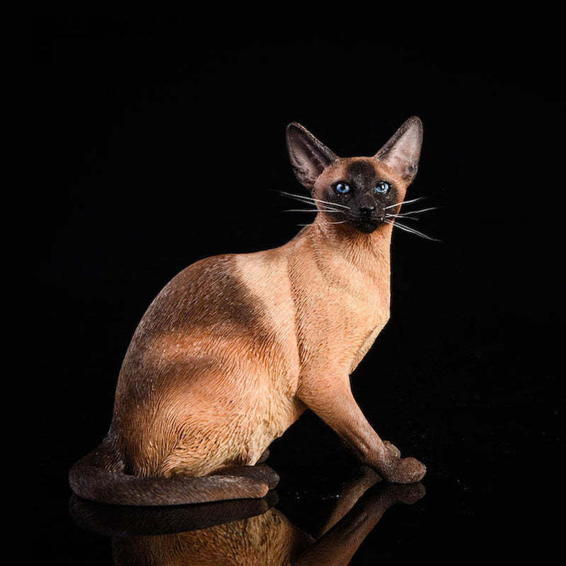 JXK017 Siamese Cat Figurine Resin Cat Statue Decor for Desktop Gifts for Cat Lovers