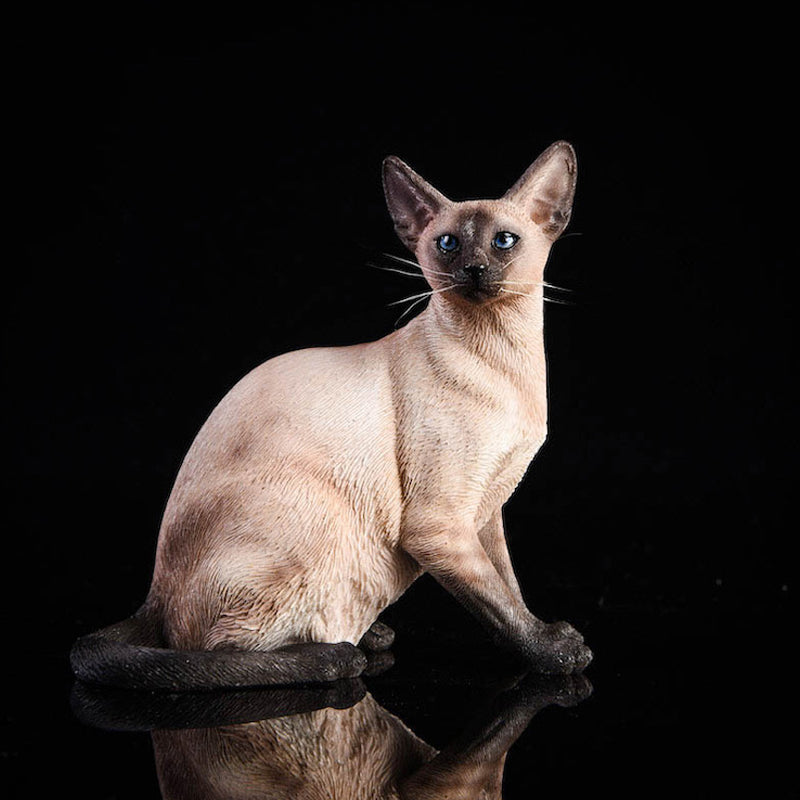 JXK017 Siamese Cat Figurine Resin Cat Statue Decor for Desktop Gifts for Cat Lovers