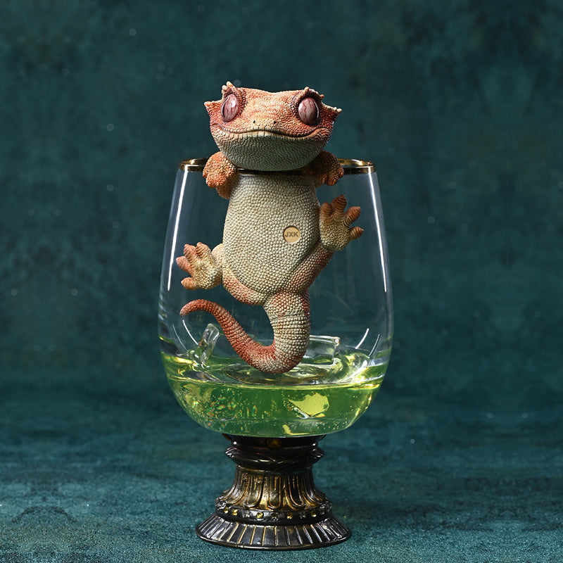 JXK199 Lizards Statue Crested Gecko Figurine for Home Decor Gifts for Animal Lovers