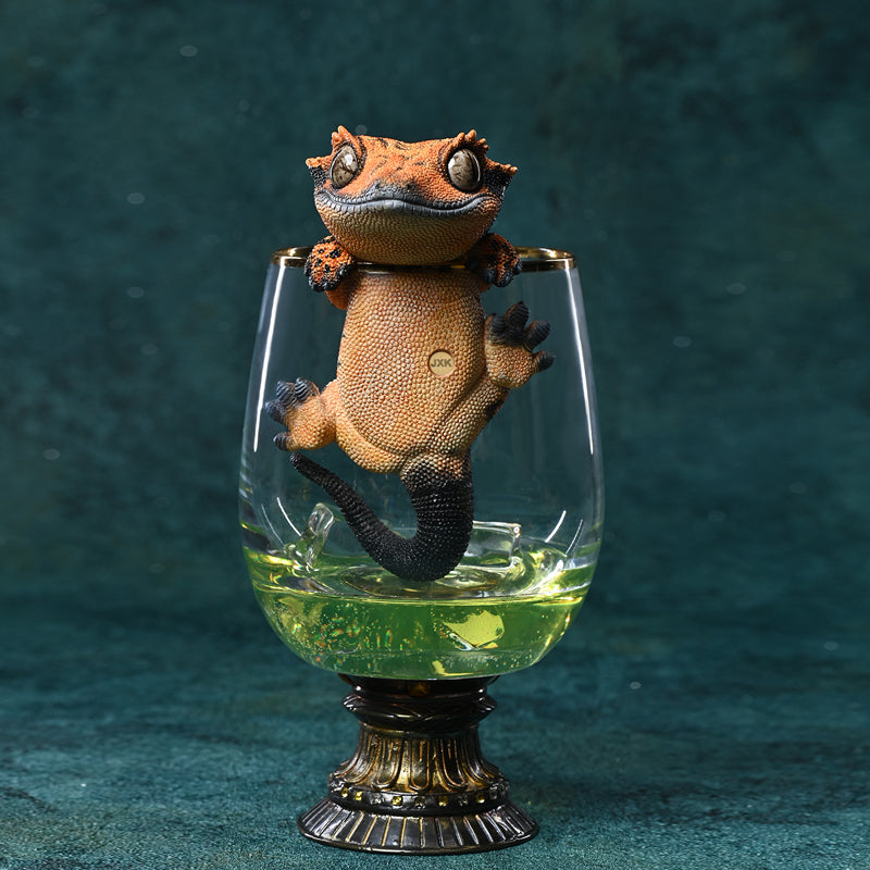 JXK199 Lizards Statue Crested Gecko Figurine for Home Decor Gifts for Animal Lovers