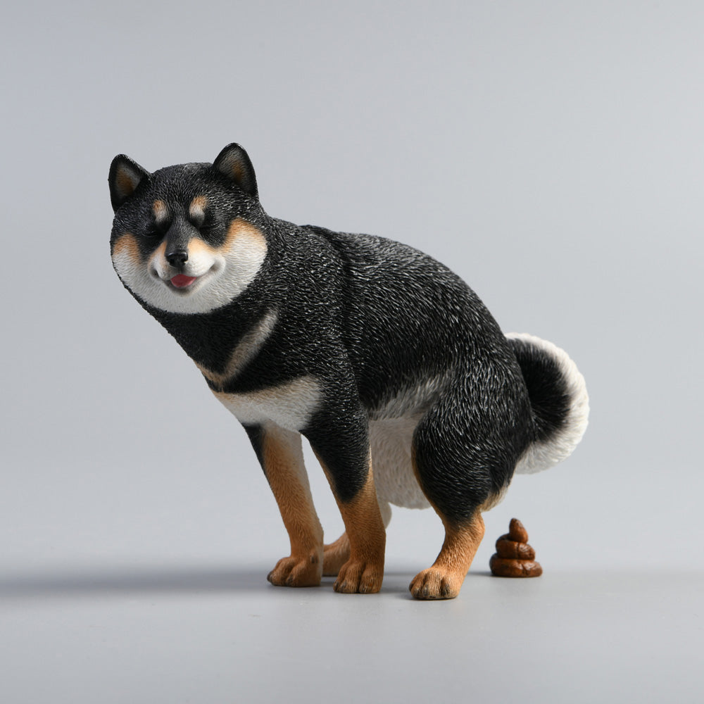 JXK053 Shiba Inu Pooping Dog Statue, Resin Dog Figurine Gift for Dog Lovers