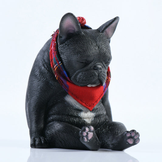 JXK045 French bulldog wearing a scarf dog statue resin dog figurine for dog lovers