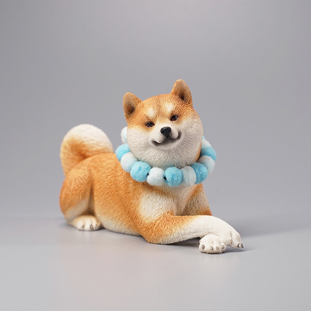 JXK066 Shiba Inu Dog Statue, Statue of Lying Dog Figurine, Gift for Shiba Inu Lover