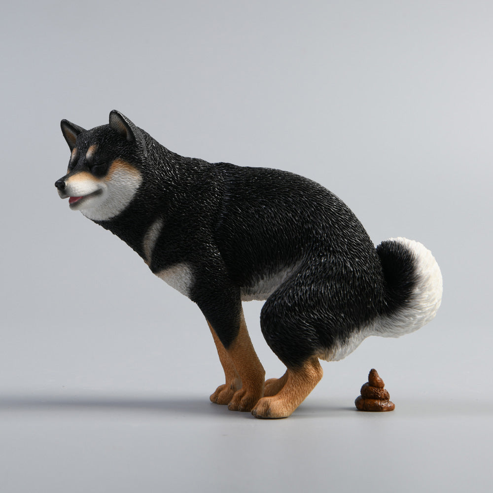 JXK053 Shiba Inu Pooping Dog Statue, Resin Dog Figurine Gift for Dog Lovers