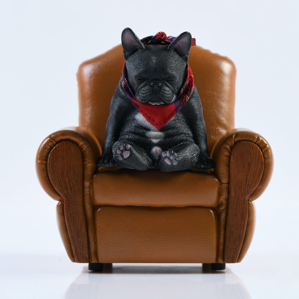 JXK045 French bulldog wearing a scarf dog statue resin dog figurine for dog lovers