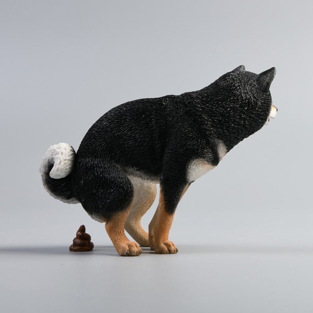 JXK053 Shiba Inu Pooping Dog Statue, Resin Dog Figurine Gift for Dog Lovers