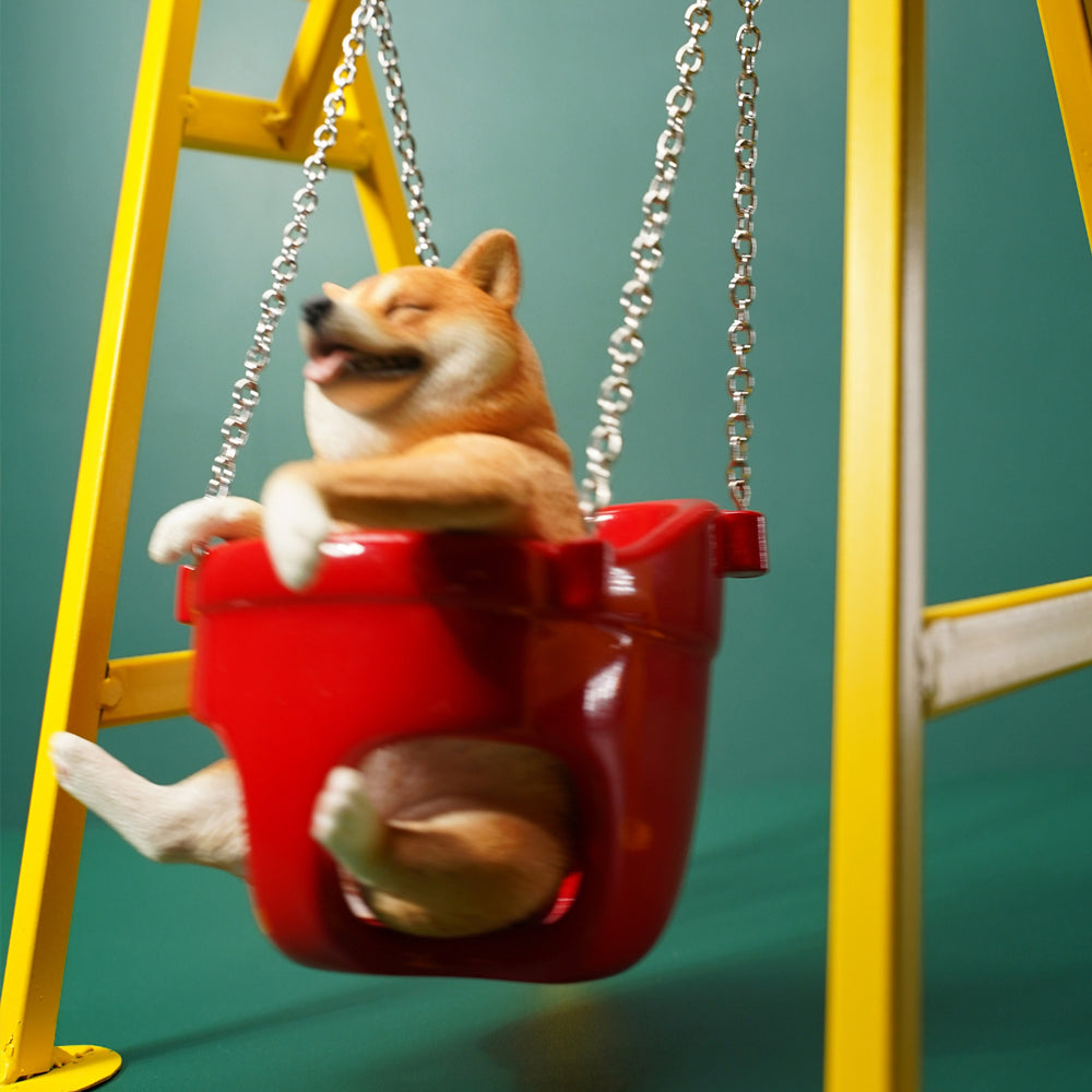 JXK118 Shiba Inu Decor, Lovely Shiba Inu Sitting On the Swing, Gift for Shiba Inu Lover