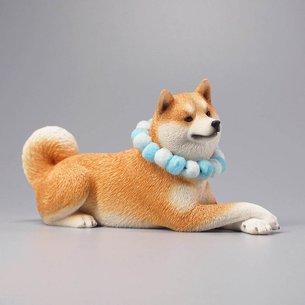 JXK066 Shiba Inu Dog Statue, Statue of Lying Dog Figurine, Gift for Shiba Inu Lover