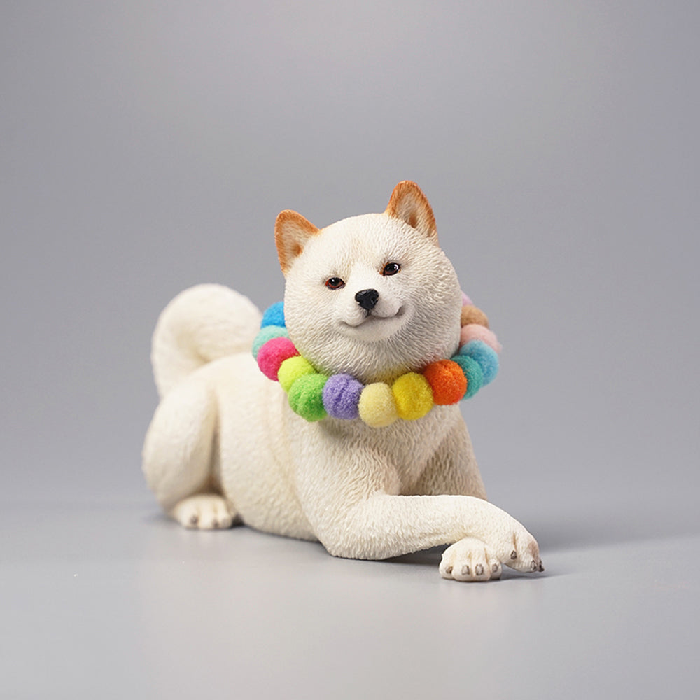 JXK066 Shiba Inu Dog Statue, Statue of Lying Dog Figurine, Gift for Shiba Inu Lover