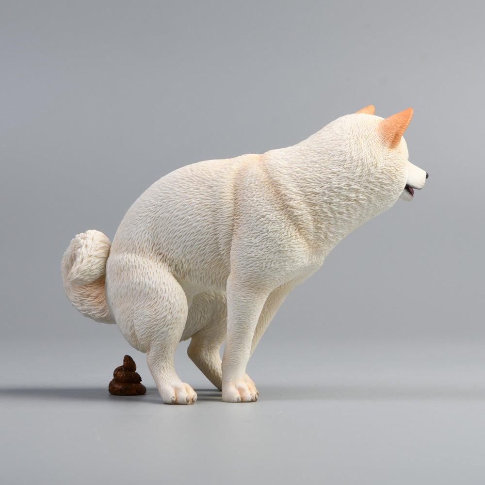 JXK053 Shiba Inu Pooping Dog Statue, Resin Dog Figurine Gift for Dog Lovers