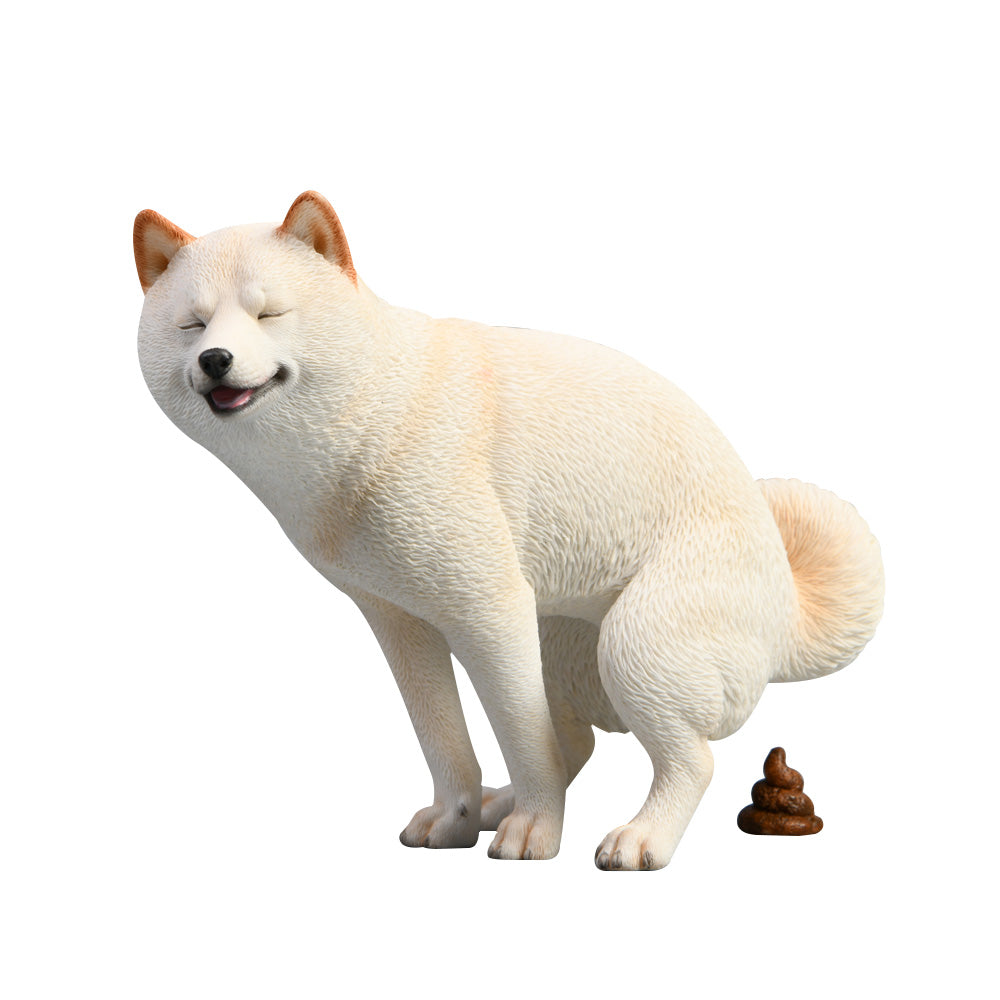 JXK053 Shiba Inu Pooping Dog Statue, Resin Dog Figurine Gift for Dog Lovers