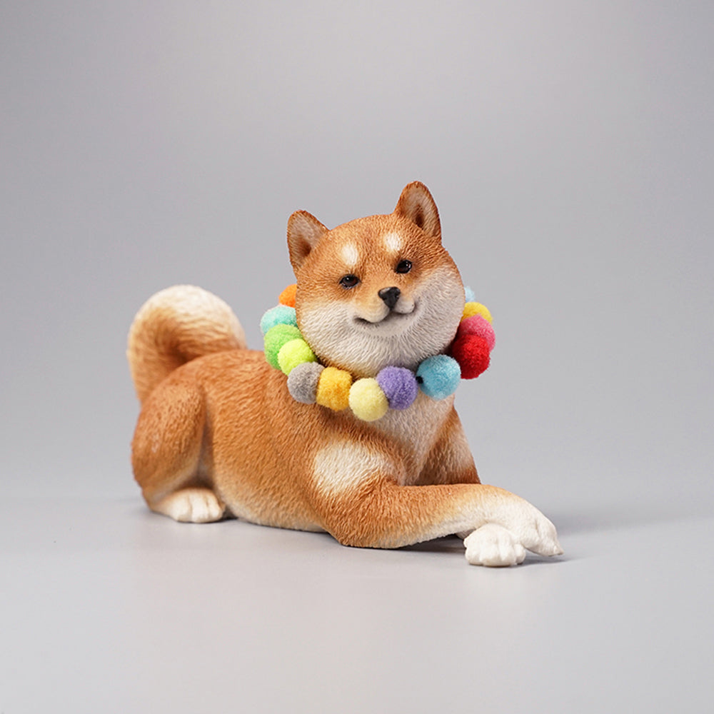 JXK066 Shiba Inu Dog Statue, Statue of Lying Dog Figurine, Gift for Shiba Inu Lover