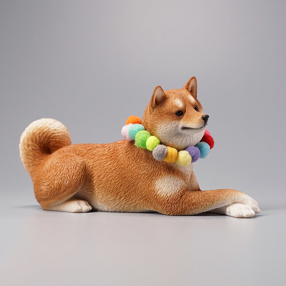 JXK066 Shiba Inu Dog Statue, Statue of Lying Dog Figurine, Gift for Shiba Inu Lover