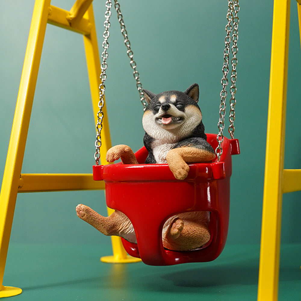 JXK118 Shiba Inu Decor, Lovely Shiba Inu Sitting On the Swing, Gift for Shiba Inu Lover