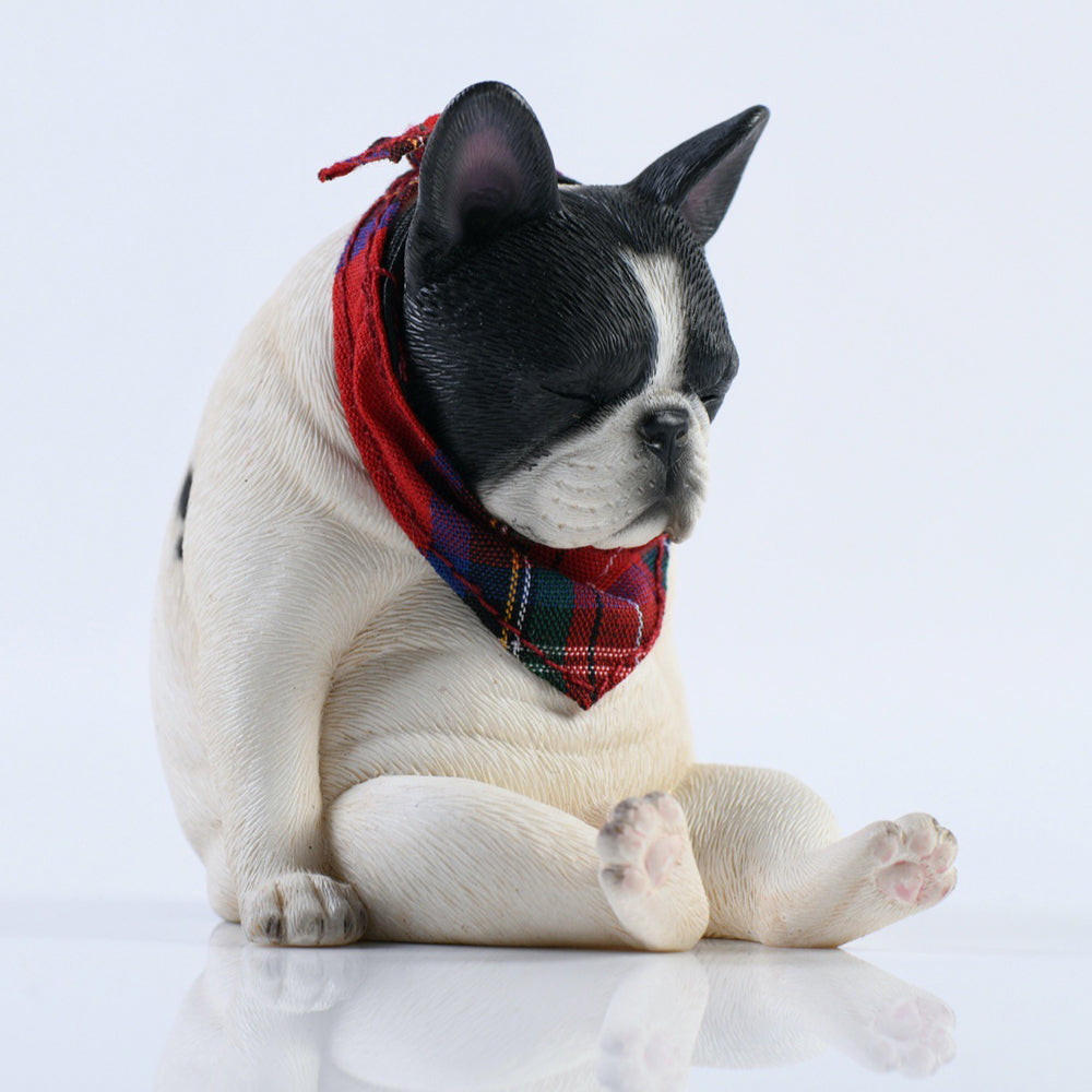 JXK045 French bulldog wearing a scarf dog statue resin dog figurine for dog lovers